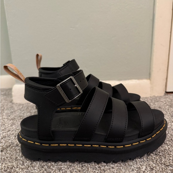 Black Doc Martens Blaire Hydro Leather Strap Sandals - Picture 4 of 8
